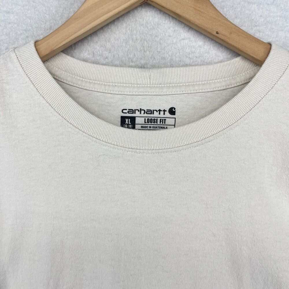 CARHARTT Shirt Boys XL 16-18 Loose Fit Heavyweight Long Sleeve Cotton Beige - Picture 8 of 14